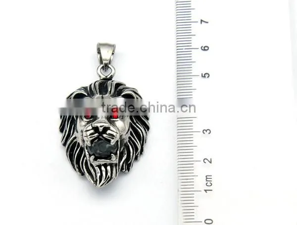 2016 Cheap Animal Crystal Mens Jewelry Silver Stainless Steel Lion Pendant Charm Necklace photo-2