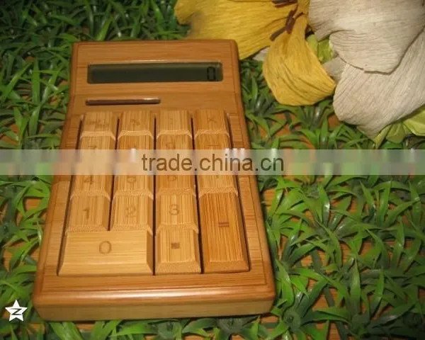 High Quality and New Fashional Natural Bamboo 12-digit Desktop Calculator, Bamboo Calculator Solar photo-2