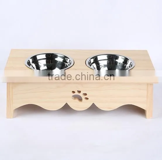 Wholesale Stainless Steel Pet Feeder Cheap Wooden Dog Bowl photo-3