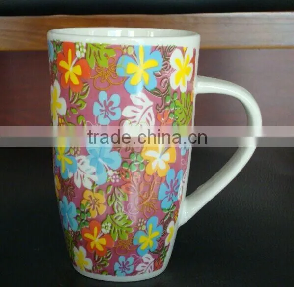400ml Porcelain Coffee Mug With Handle Porcelain Tea Mug With Flower Printing Decal Printing Mug With Handle photo-4