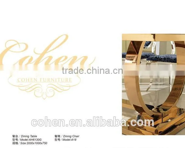 Contemporary Stainless Steel Legs Marble Luxury Dining Table, Marble Top Dining Table, Stone Dining Table AH6130 photo-2