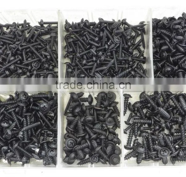 DIY Assortment Box of 700 Black Self Tapping Screws PZD Flange 350563 photo-3