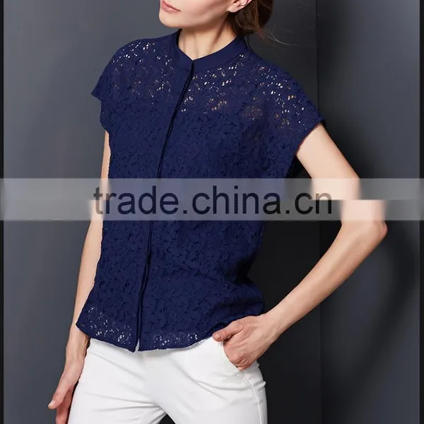 The New Model Fashion Ladies Elegant Hollow Out Bud Short Sleeves Shirt Lace Blouse for Women Bangkok photo-2