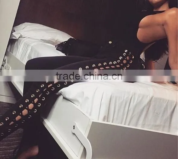 Runwaylover 5076 Hot Sale Ladies Sexy Tie High Waist Sexy Tie Pencil Jeans photo-3
