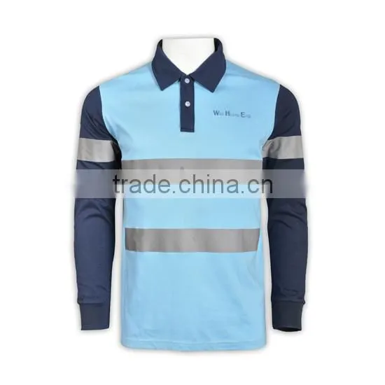 IS09001/BSCI Long Sleeve Polo Shirt With 3M Reflective Tapes EN 471 photo-3