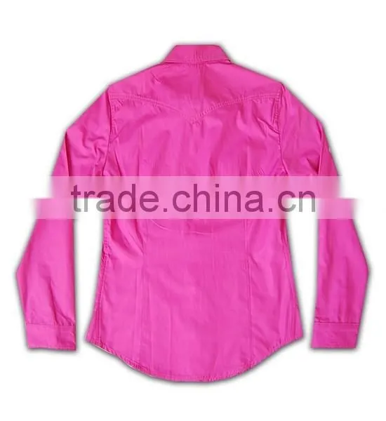 100% Cotton Design China Made Popular Ladies Pink Color Dress Shirt photo-5