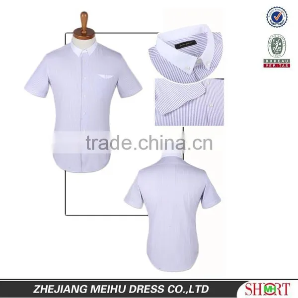 High Quality 100% Cotton New Design Men Slim Fit Short Sleeve Dress Shirt for Summer photo-2
