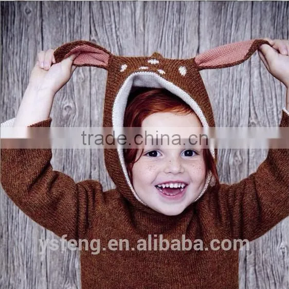 Deer Ear Baby Sweater Zipper Cardigan With A Hood Children Sweater photo-2