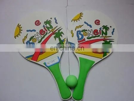 Classic Beach Tennis Wooden Paddle Game Set With 2 Balls, 2 Thick Water Resistant Wooden Rackets, 1 Reusable Net Bag photo-4