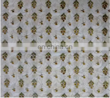 Indian Hand Block Printed Cotton Fabric Floral Print Jaipuri Sanganeri Fabric / Fabric / 100% Cotton Fabric