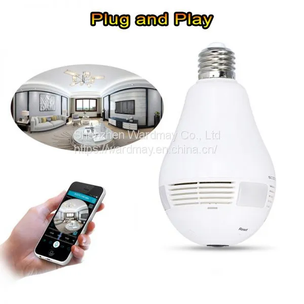 Wdm Security 360 Panoramic Camera 3.0MP Resolution Smart Home WiFi Lighting Bulb IP Camera photo-4