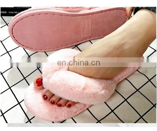 Wholesale Comfortable Soft Solid Colors Fashionable Sandals Fur Slides Rabbit Fur Furry Slippers for Women photo-4