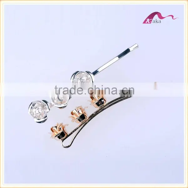 Simple Designs Wedding Ornaments New Arrival Gold&SilverClean Flowers Hair Grips Metal Decorated Hair Clips For Girls Gifts photo-2