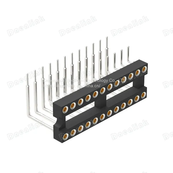 Dnenlink 2.54mm IC Socket Machined Round Pin Female Header H3.00mm Dual Row Right Angle photo-3
