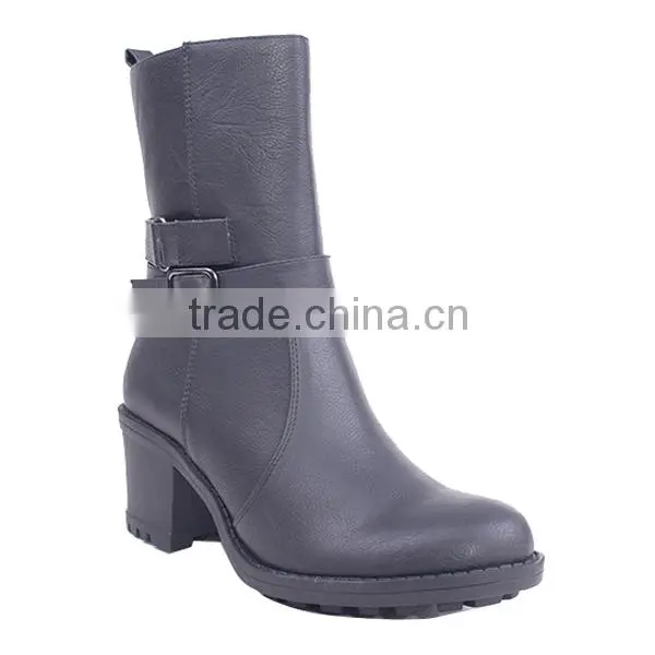 Wholesale Cowboy Female Half Boots Women Zipper Boots High Heels With Buckles photo-2