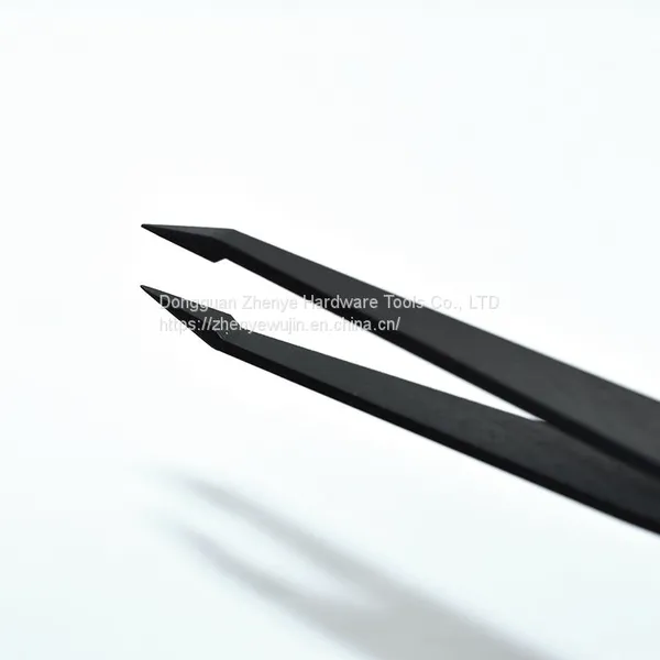 Anti Static Tool Black Carbon Fiber Plastic Tweezers 933 Clip Pointed Flat Elbow Round Head Width Maintenance Special 93302 photo-3