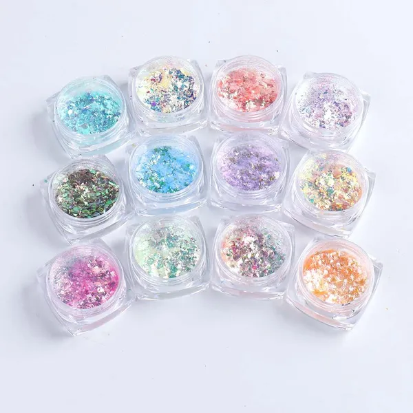 Wholesale 12 Grid Box High Silver Nail Polish Flat Bottom Rhinestone Jewelry in Nail Jewelry Factory, Transparent AB Color Diamond Flame Diamond photo-3