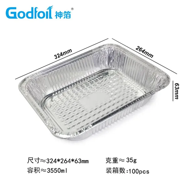 Rectanglar Aluminum Foil Container Wrinkle Wall Container