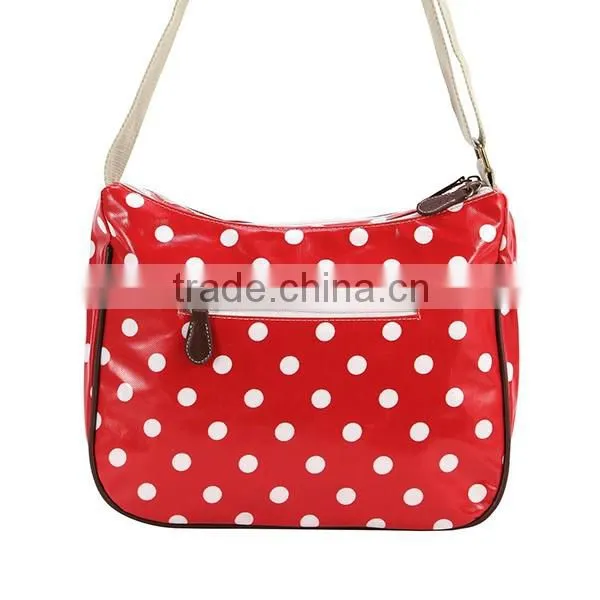 Stylish Red Polka Dot Woman Shoulder Long Strip Bag PVC Coated Canvas Shoulder Long Strip Bag For Girls photo-2