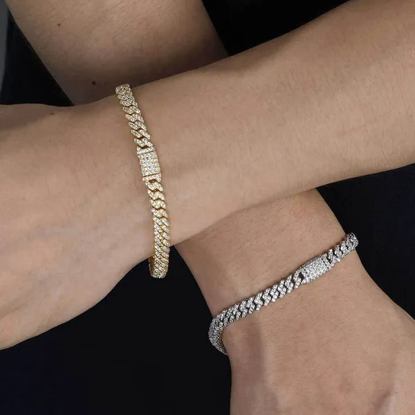 Bling Iced Out CZ Zircon Bracelet Hip Hop Personality Miami Cuban Link Charm Bracelet for Men Women photo-4