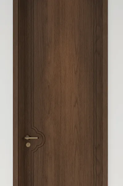 Dark Walnut Traditional Carved Interior Door | Chinese Style Retro Wood Look Bedroom Door
