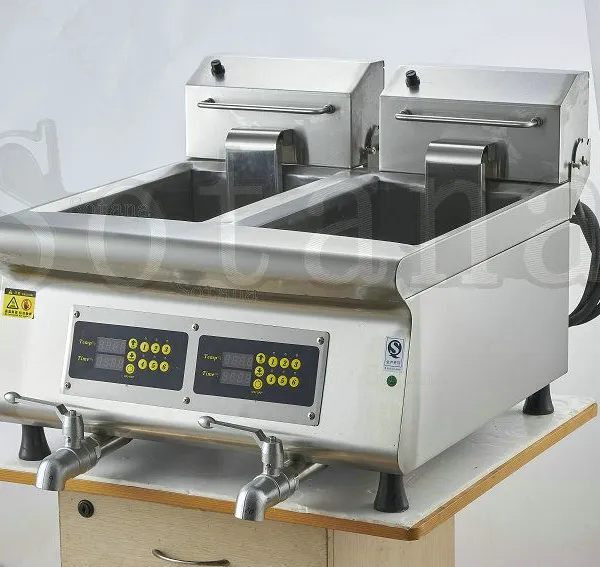 Double-cylinder Double-screen Electric Fryer With Oil Drain Valve and Computer Control