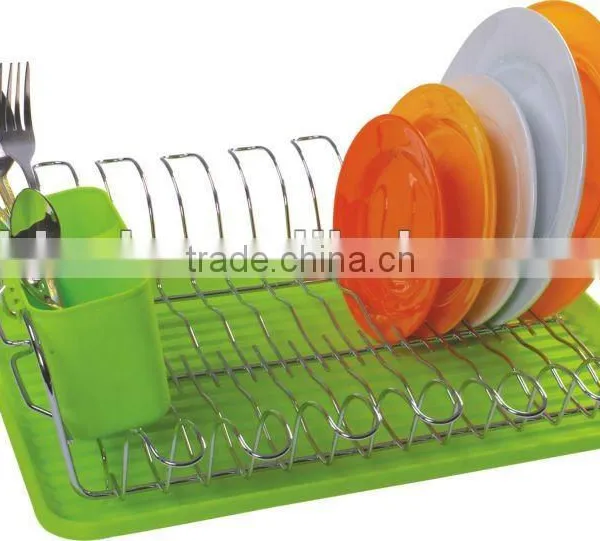 Elegant Iron Wire Dish Shelf With PP Tray