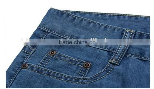 Denim Jeans Men Famous Brand 2016 Jeans Slim Fit Straight Trousers Zipper Style Light Blue photo-3
