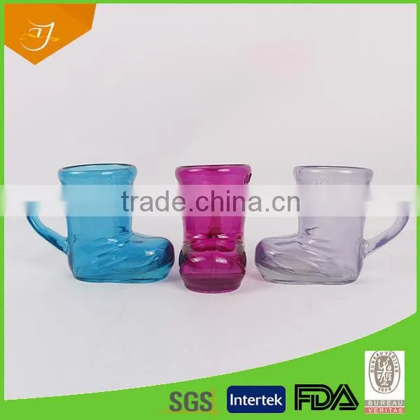Boot Shape Color Glass Handle Beer Steins,Machine-Pressed Drinking GlassWare photo-2