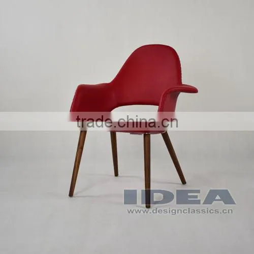 Replica Eero Saarinen Organic Chair - Red Genuine Leather photo-3