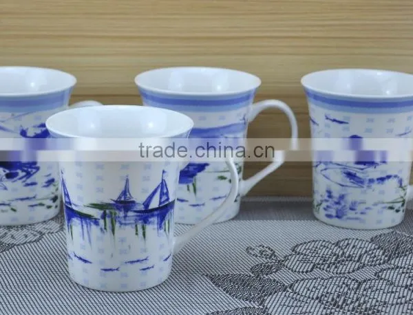 11OZ Abstract Flower Design Full Decal Print Coffee Cups, Shiny Surface Porcelain Mug, KL5016-323C photo-4