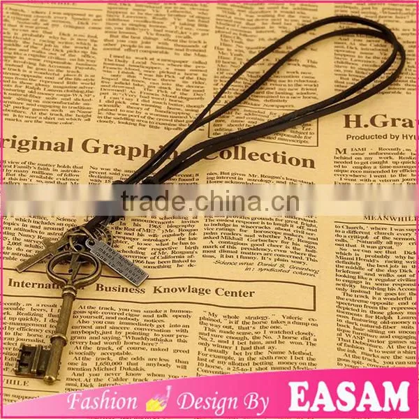 Fashion Key Pendant Leather Cord Necklace/handmade Leather Necklaces Fro Men photo-3