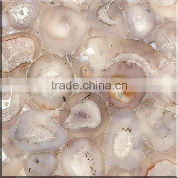GS8023 White Agate Semi Preciuos Stone Slab