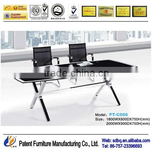 Popular Hot Selling Glass Top Meeting Table Furniture Manufactures in Guangzhou PT-C006