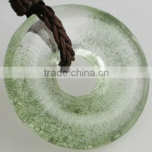25*7mm Natural Green Phantom Crystal Donut for Jewelry Pendant