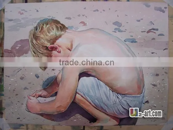 Childhood Photo Pictures Painted Watercolor Painting for Kids Room
