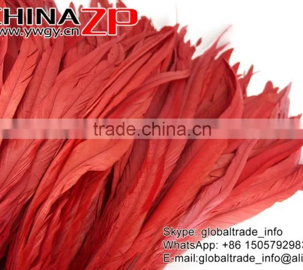 Gold Supplier ZPDECOR Decorative 40-45cm Length Red Chicken Fully Dyed Roosters Feathers for Sale photo-3