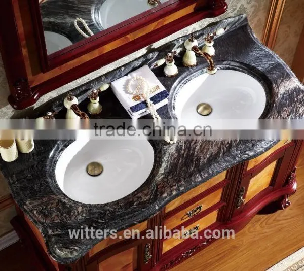 Luxury Royal Living Room Furniture Classic Solid Wood Bathroom Vanity Kit With Basin Sink and Faucet WTS802 photo-3