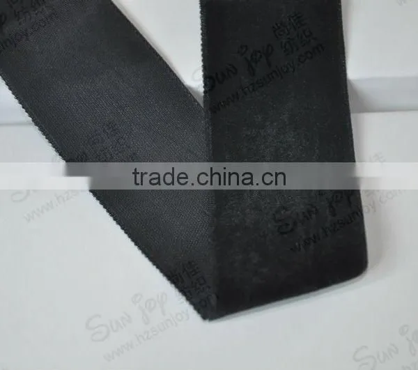 Woven edge single face black velvet ribbon