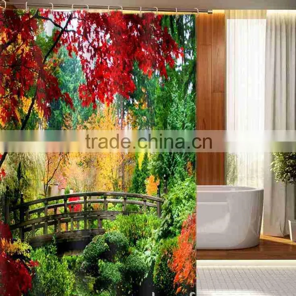 Digital Printed Green Plants Shower Curtain photo-4