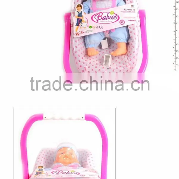 2014 Hot selling Baby Doll Baby Basket Play Toy set with certificate