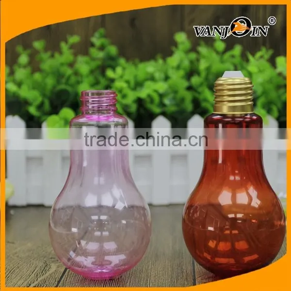 Clear 320ml Bulb Bottles PET Plastic With Different Caps for Beverage Packages photo-5