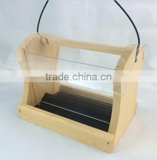 Handmade Wild Natural Wood Bird House Feeder With Acrylic Board photo-2