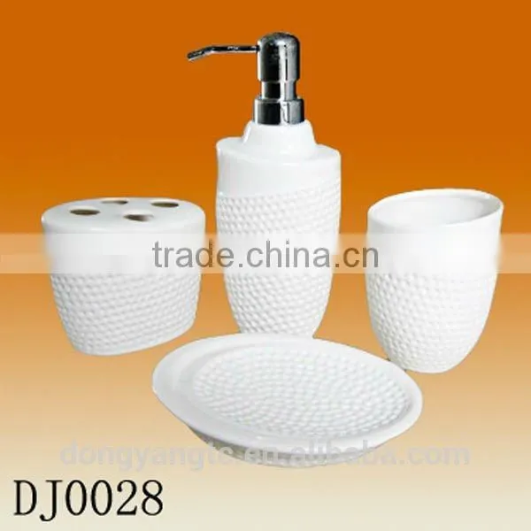 4psc White Custom Design Ceramic Bath Set, Bathroom Accessory Sanitary Set photo-6