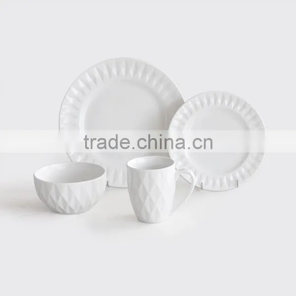 16pcs Porcelain Relief Dinnerware Set,porcelain Embossed Design Dinner Set,16pcs Ceramic Dinner Set in Relief photo-2