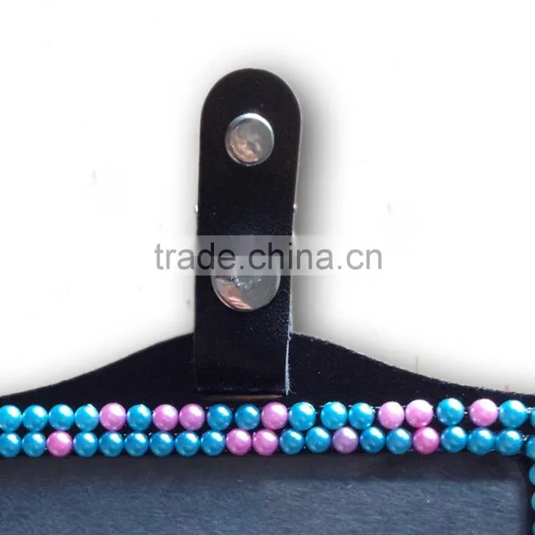 Pink/Blue Pearl Style ID Holder, High Quality Promotion Gift PU Leather Badge Holder With Crystal Gem Decoration photo-2