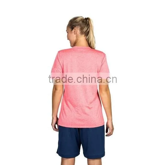 Basketball-Jersey-Design-2017 Women V Neck Short Sleeves Lightweight Soft Fabric 150g Cotton Spandex Basketball T-shirt photo-6