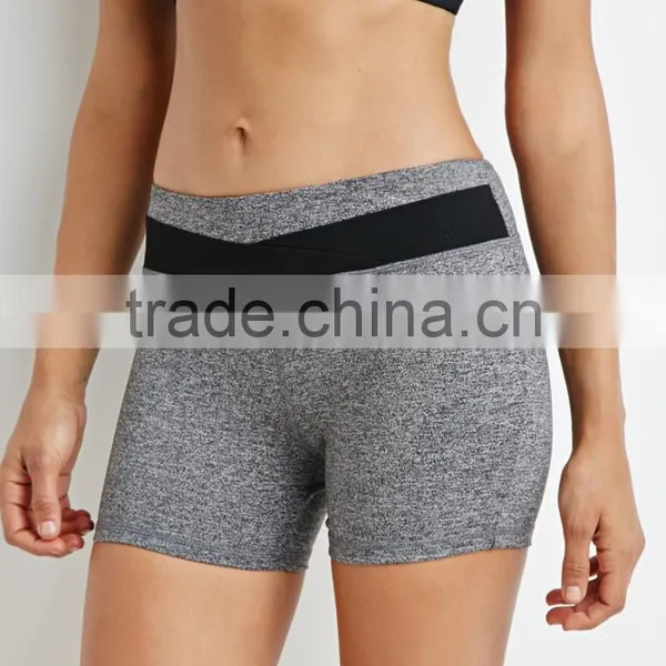 High Quality Women Fashion Gym Active Heathered Yoga Shorts Pants Wholesale Custom Manufacturer Clothing Shorts photo-2