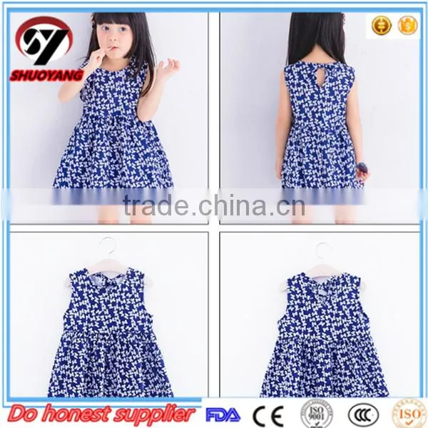 Fashion Girls Linen Kids Sleeveless Lace Boutique Dress photo-4