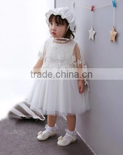 Baby Clothes Wholesale Hot Sale Chiffon Cheap 2017 Baby Clothing Children's Boutique Sleeveless Summer White Flower Girl Dress photo-6